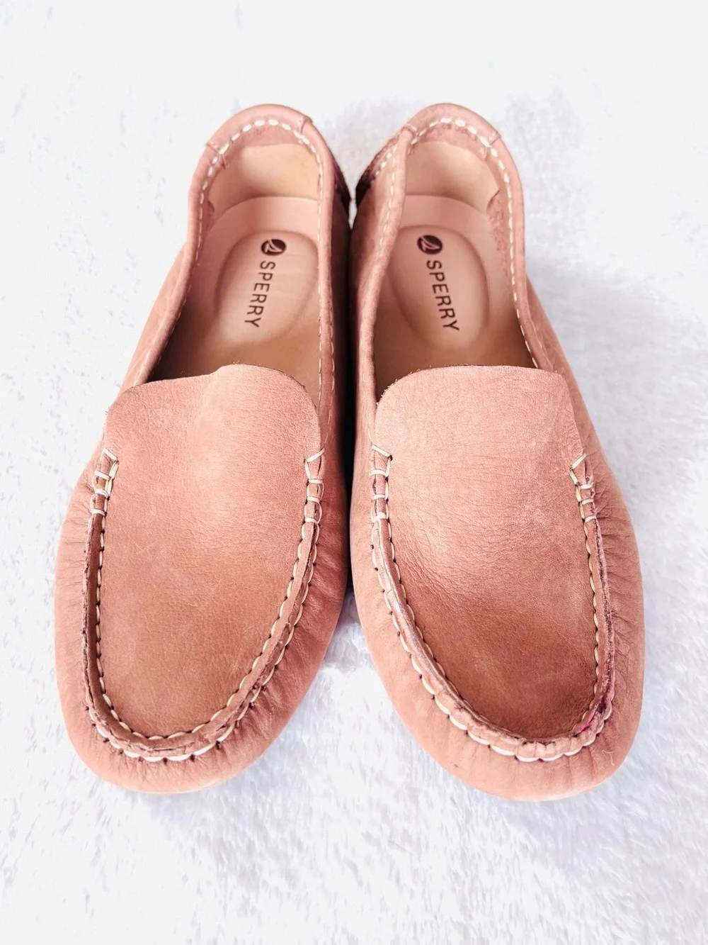Sperry Port Driver Loafer Moccasin with Podded Rubber Sole, Tan Leather, Size 7